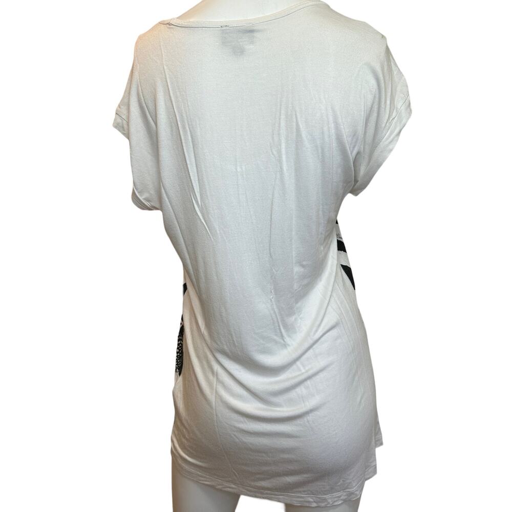 Just Cavalli White & Black Animal Print Geometric Design Short Sleeve T-Shirt XS - Picture 4 of 10